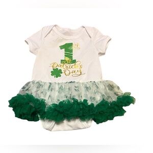 “My 1st St. Patrick’s day” Bebiullo Baby Girl St. Patricks Day one piece 3-6 mo